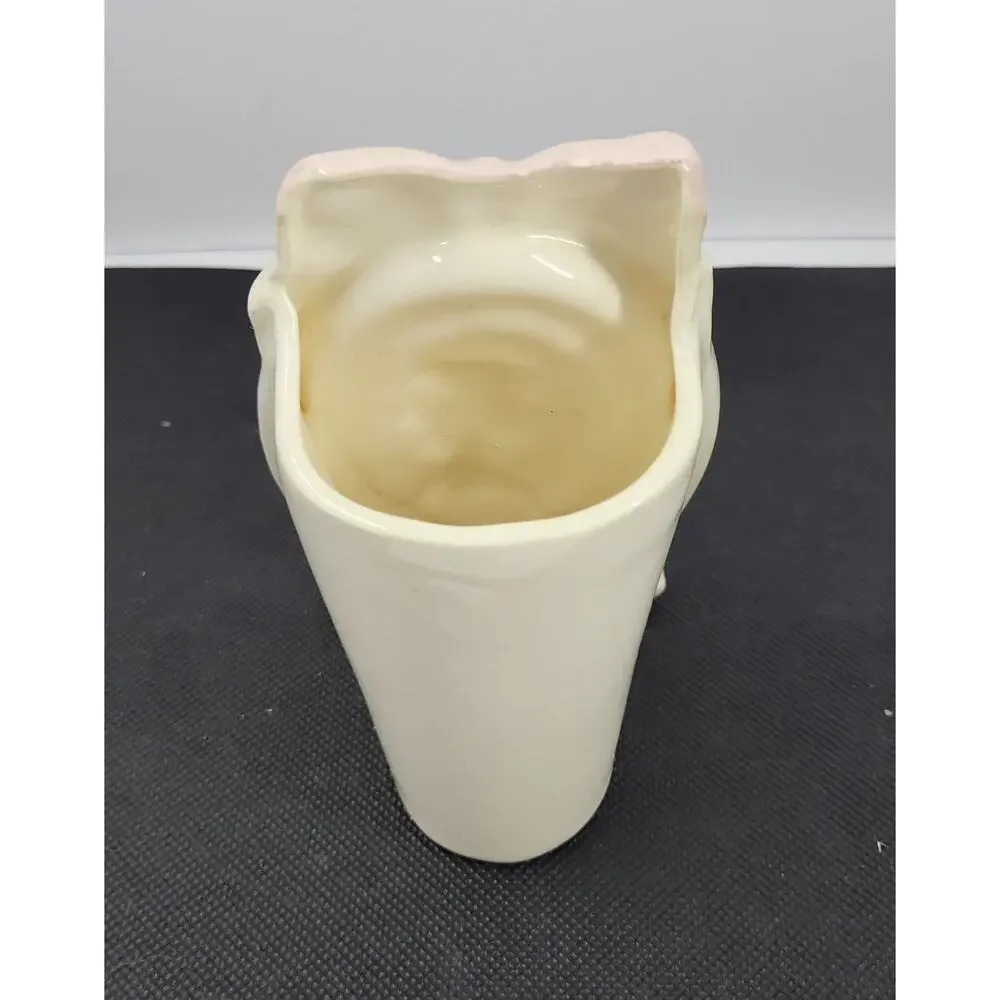 Vintage Victorian Style Cameo Ceramic Vase Planter Pink Gold Trim Shabby Chic
